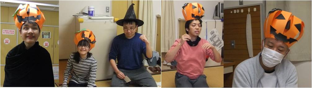 ジャックオーランタンをかぶった舎生のみんなです。