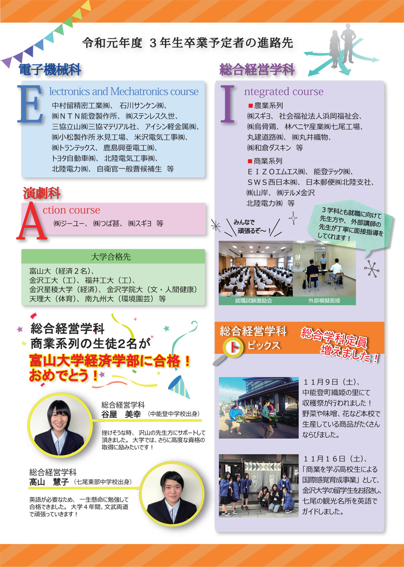 東雲だより 七尾東雲高校