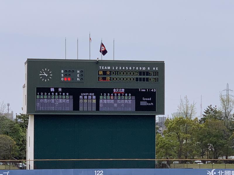 試合終了時の得点板